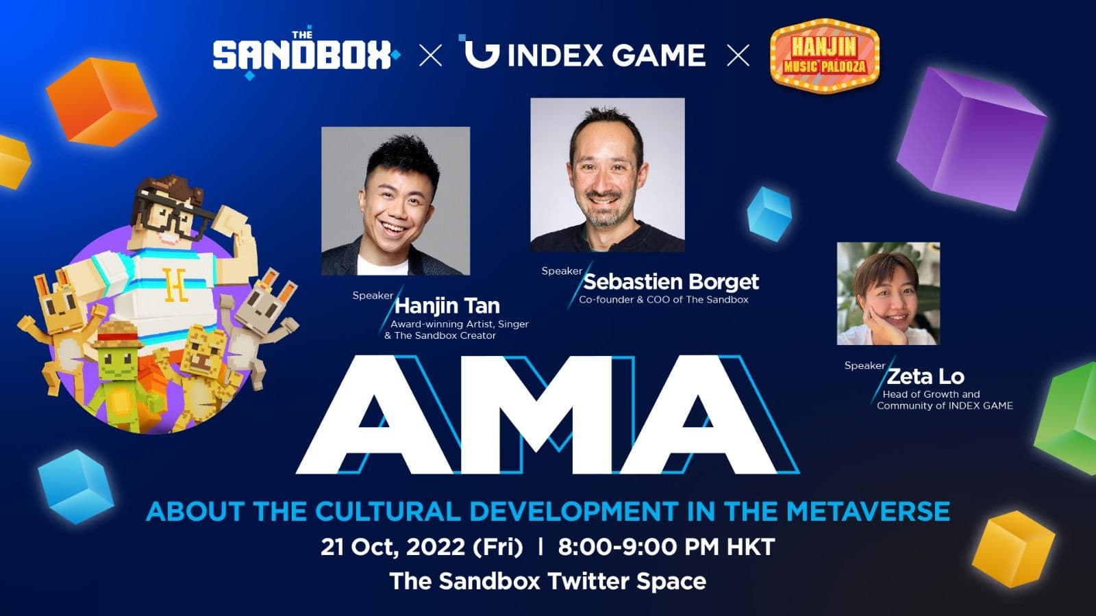 have u guys played my sandbox game? 
see u guys at the AMA in 1.5 hrs on twitter! 
sebastien is the man!  lol 
me and seb gonna chat abt the metaverse and music! 
