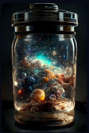 the entire universe contained inside a glass jar
AI ART